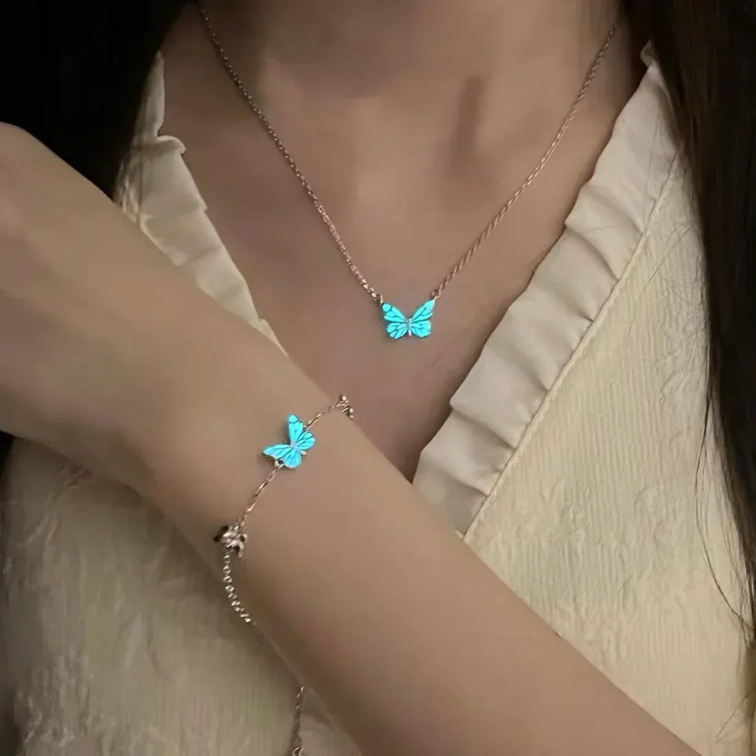 Bracelet papillon bleu Rêve lumineux