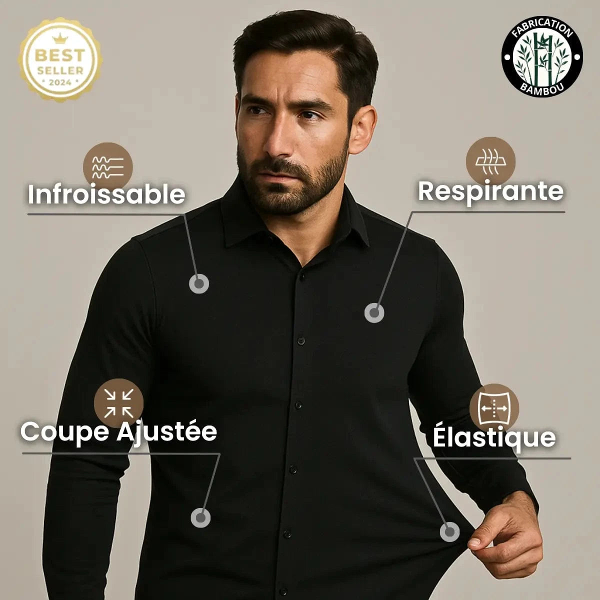 Chemise Infroissable à Coupe Ajustée