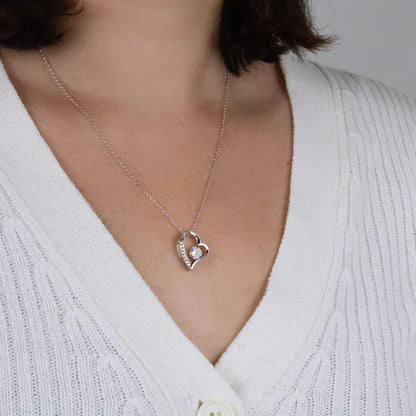 Coffret Rose Éternelle - Avec Collier Cœur en Or Blanc 14 carats