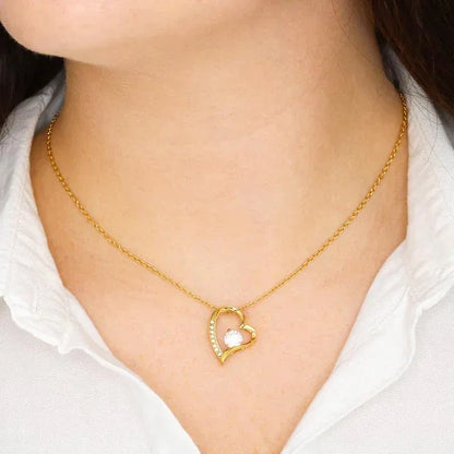 Coffret Rose Éternelle - Avec Collier Cœur en Or Blanc 14 carats