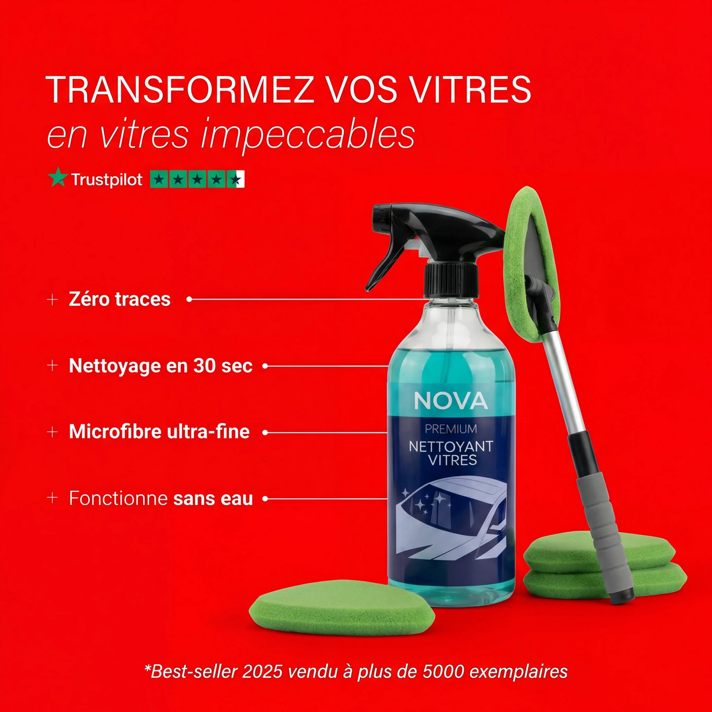 Nova - Kit de nettoyages pour Vitres