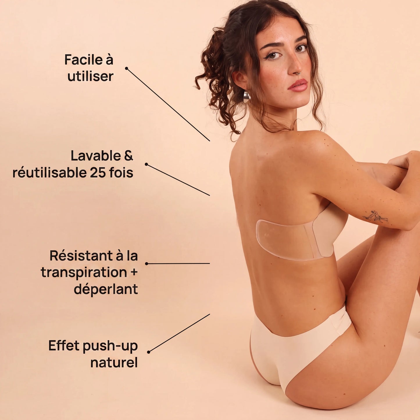Soutien-gorge push-up adhésif invisible