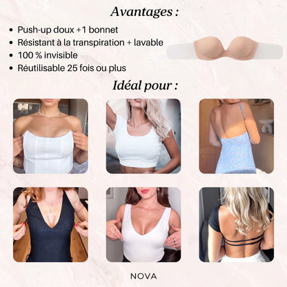 Soutien-gorge push-up adhésif invisible