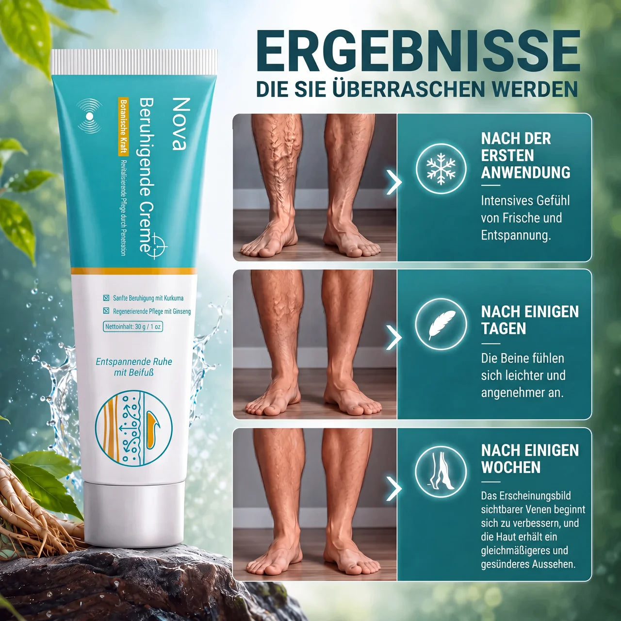 Gel gegen Krampfadern und geschwollene Beine