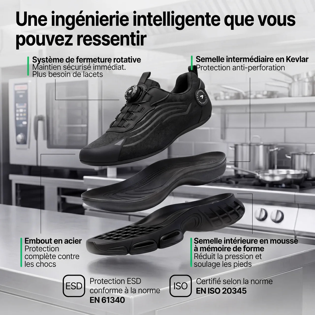 1+1 GRATUIT : BLITZ S3 Pro – Confort pour les longues journées de travail en cuisine