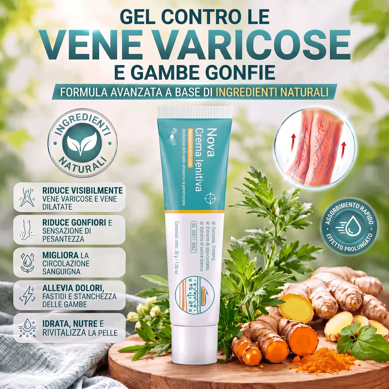 Gel contro le vene varicose e le gambe gonfie