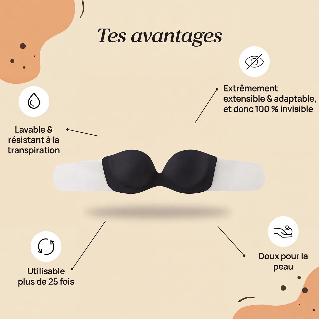 Soutien-gorge push-up adhésif invisible