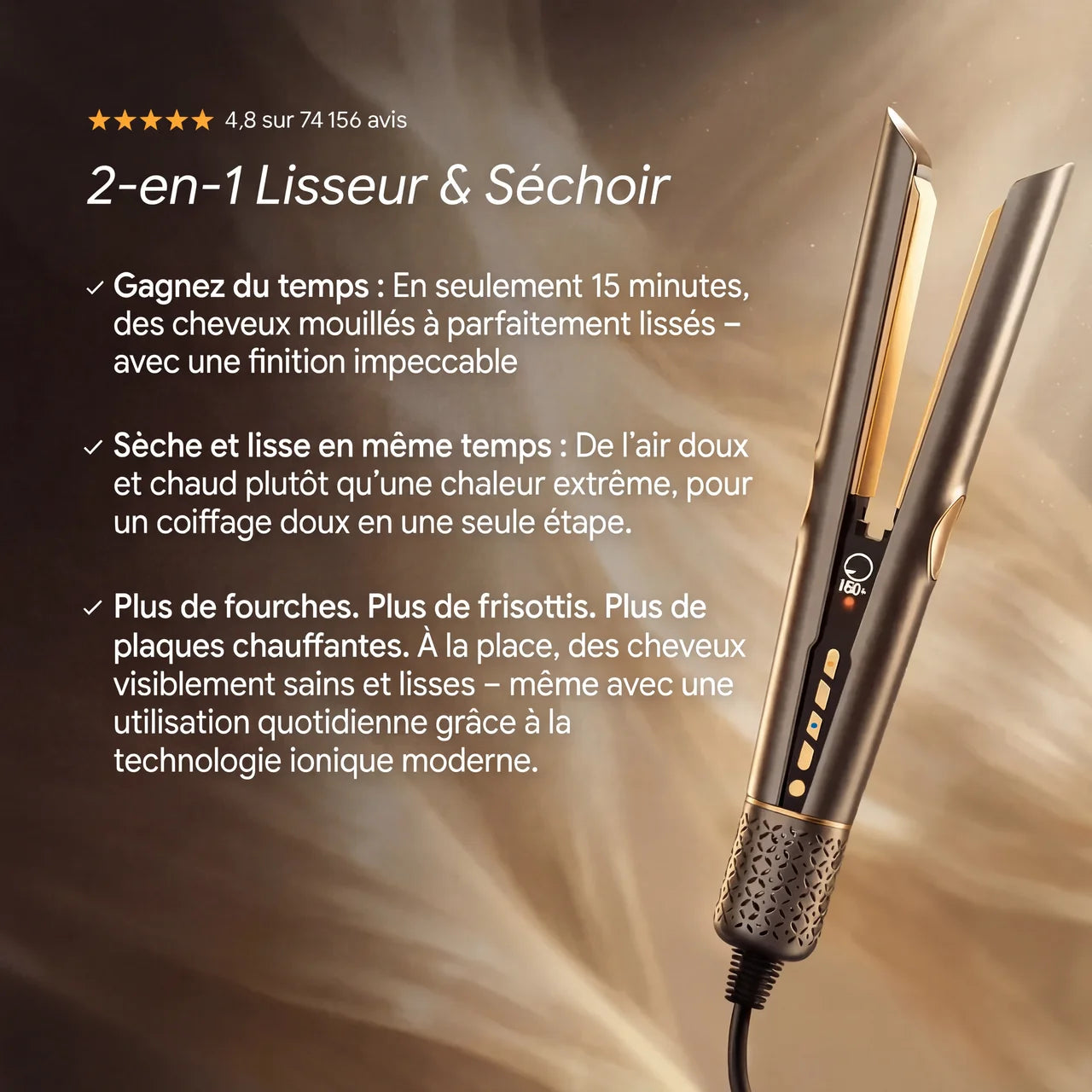2-en-1 Lisseur & Séchoir